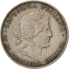 PERU, 5 Centavos, 1940, London, KM #213.2, EF(40-45), Copper-Nickel, 17, 2.97