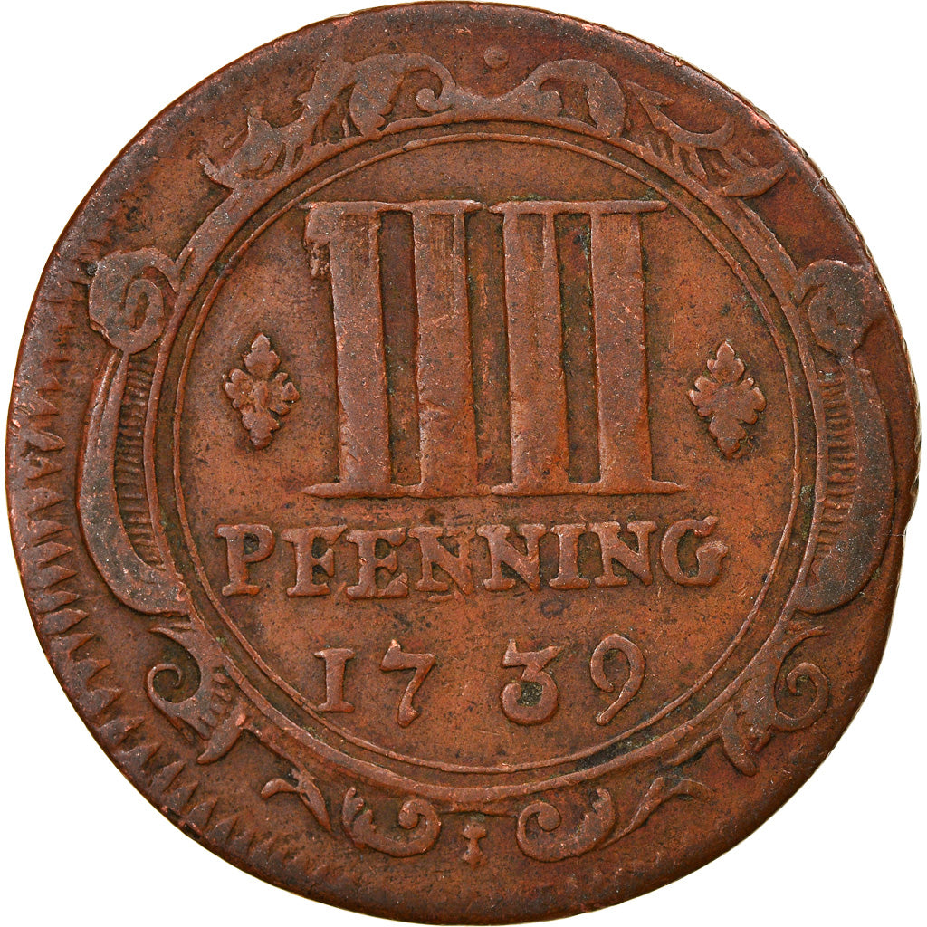 Moneta, Stati tedeschi, MUNSTER, 4 Pfennig, 1739, MB+, Rame, KM:431