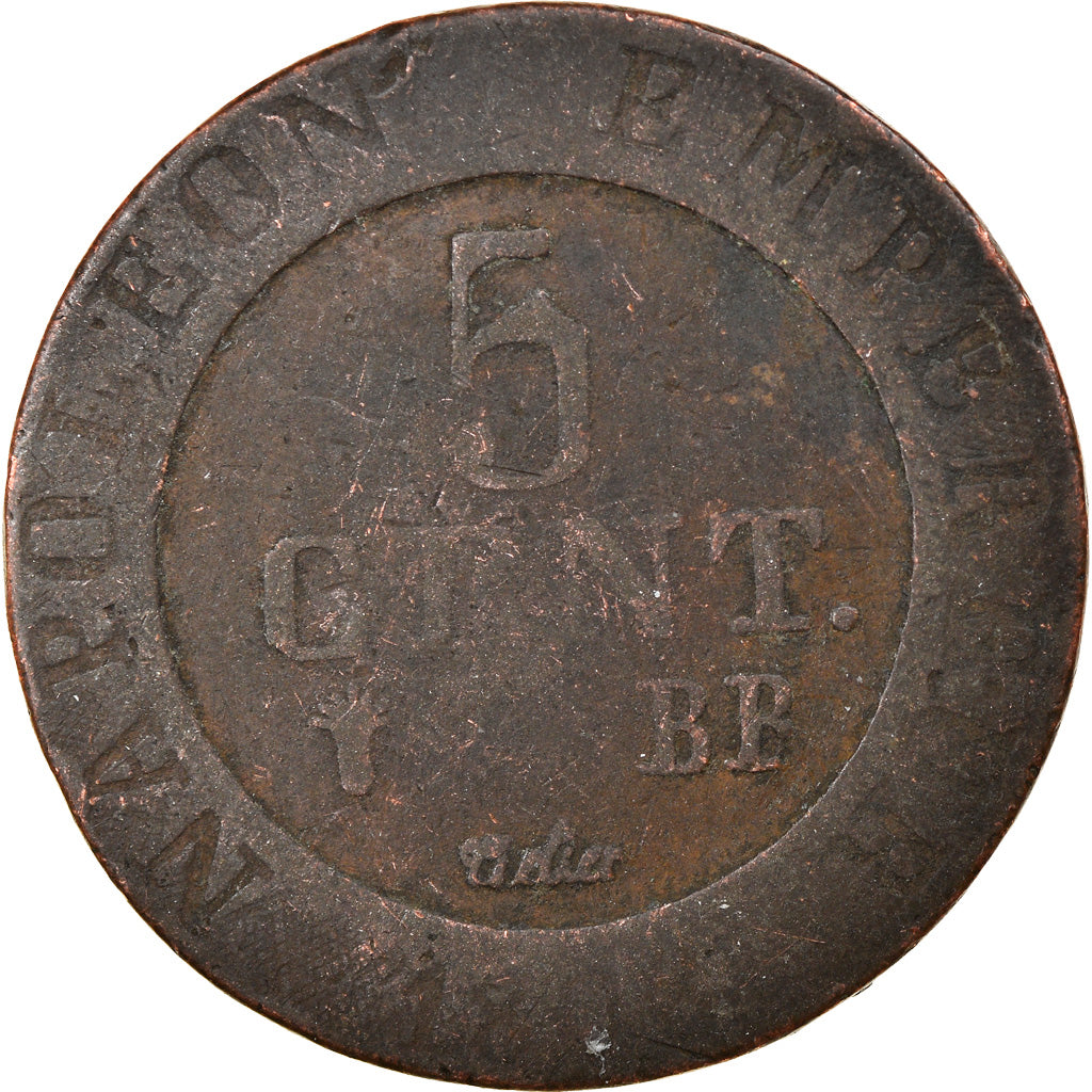 Moneta, Francja, Napoléon I, 5 Centimes, 1808, Strasbourg, F(12-15), Miedź