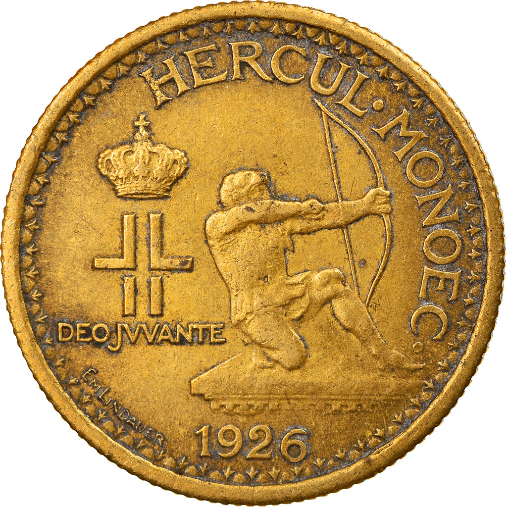 Coin, Monaco, Louis II, 50 Centimes, 1926, Poissy, VF(30-35), Aluminum-Bronze