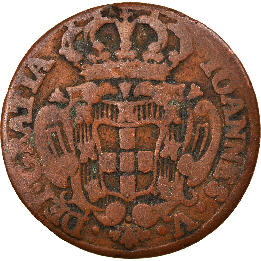 Moeda, Portugal, Jo, 5 Reis, V, 1737, VF(20-25), Cobre, KM:226