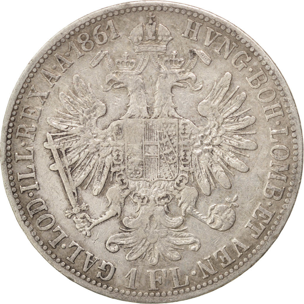 Coin, Austria, Franz Joseph I, Florin, 1861, Vienne, VF(30-35), Silver, KM:2219