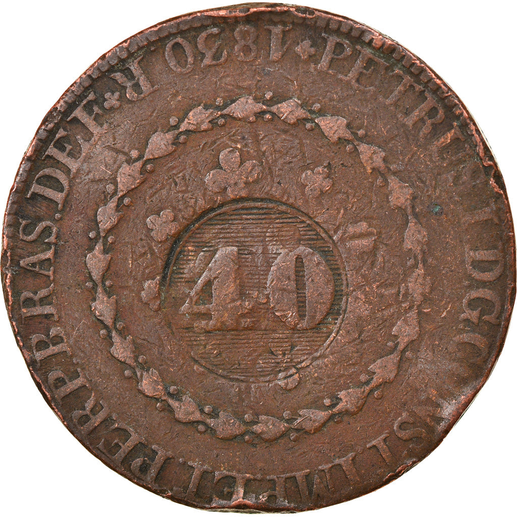 Münze, Brasilien, Pedro I, 40 Reis, 1830, Rio de Janeiro, S, Kupfer, KM:363.1