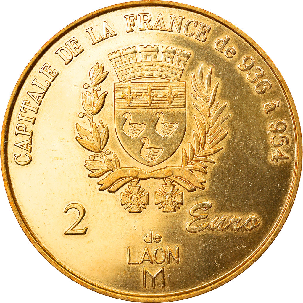 France, 2 Euro, Laon - Cathédrale Notre Dame, 1998, Euro des villes, SUP