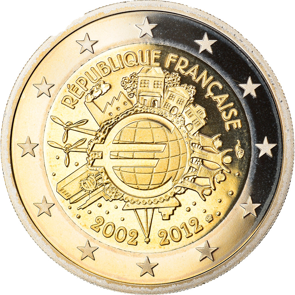 França, 2 Euro, 10ème Anniversaire de l'Euro, 2012, BE, MS(65-70), Bimetálico
