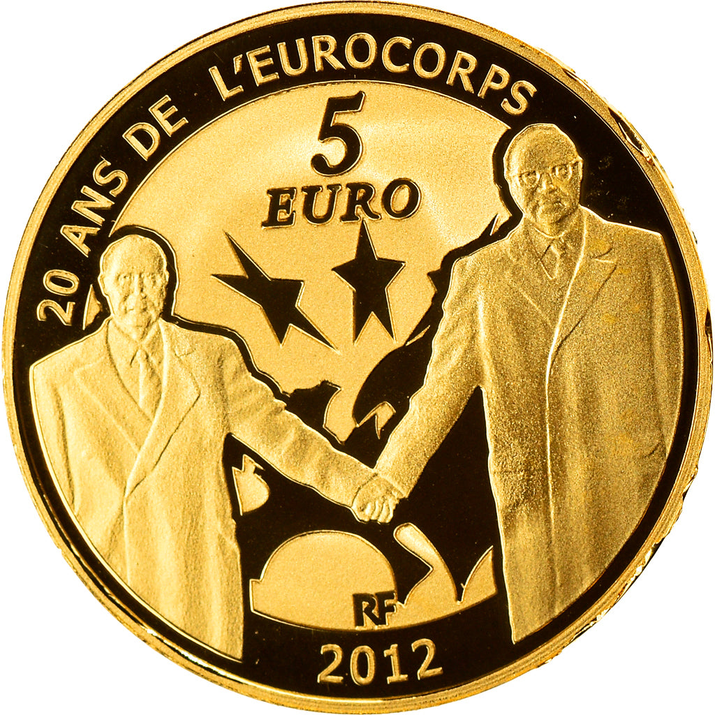 França, 5 Euro, Europa, 2012, Paris, BE, MS(65-70), Dourado, Gadoury:EU530