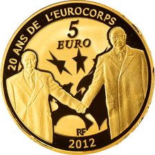 França, 5 Euro, Europa, 2012, Paris, BE, MS(65-70), Dourado, Gadoury:EU530