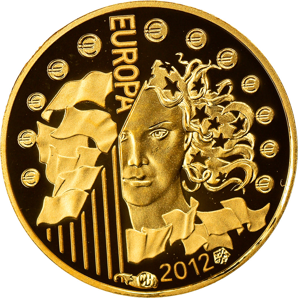 França, 5 Euro, Europa, 2012, Paris, BE, MS(65-70), Dourado, Gadoury:EU530