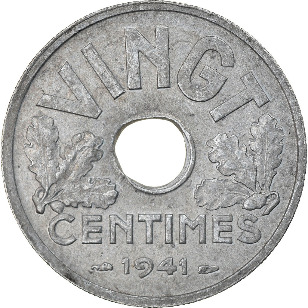 Coin, France, État français, 20 Centimes, 1941, Paris, VF(30-35), Zinc