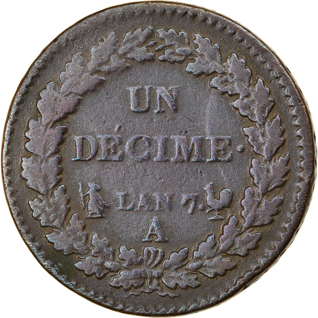 Monnaie, France, Dupré, Decime, AN 7, Paris, TB, Bronze, Gadoury:187, KM:644.1