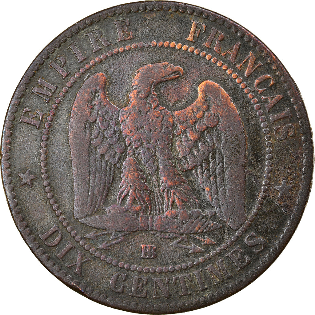 Moneda, Francia, Napoleon III, Napoléon III, 10 Centimes, 1855, Strasbourg