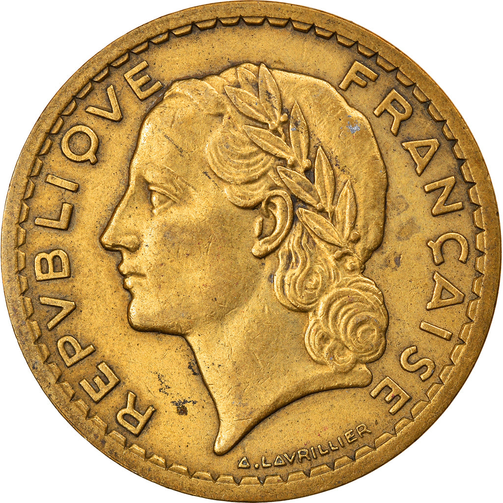 Moeda, França, Lavrillier, 5 Francs, 1945, Paris, VF(30-35), Alumínio-Bronze