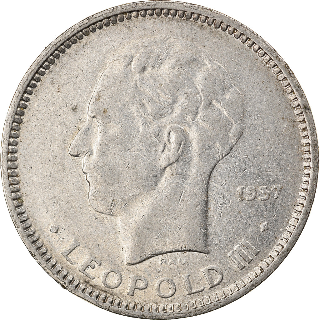 Coin, Belgium, 5 Francs, 5 Frank, 1937, EF(40-45), Nickel, KM:108