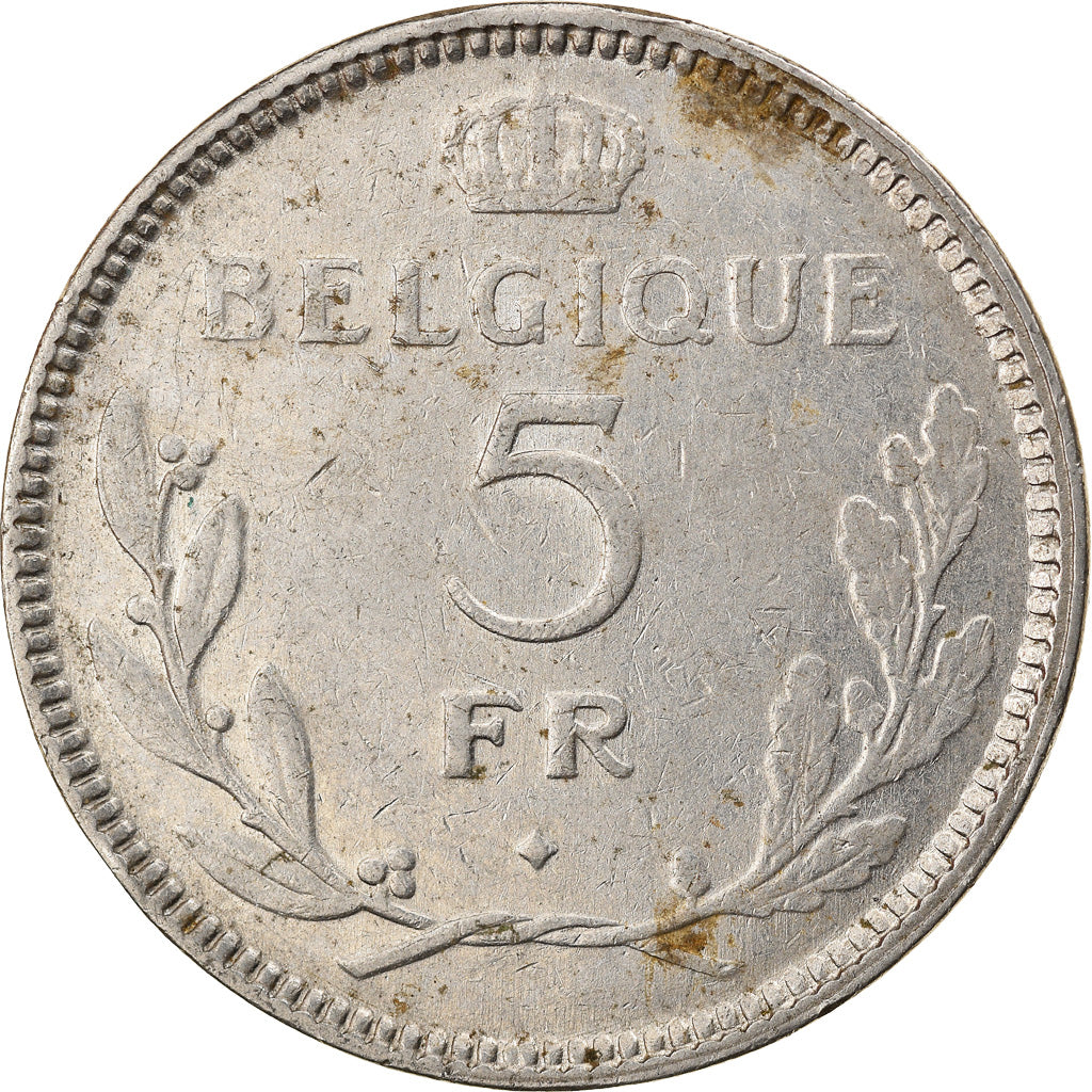 Coin, Belgium, 5 Francs, 5 Frank, 1937, EF(40-45), Nickel, KM:108