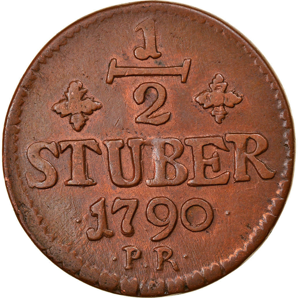 Moneta, Stati tedeschi, JULICH-BERG, Karl Theodor, 1/2 Stüber, 1790, BB, Rame