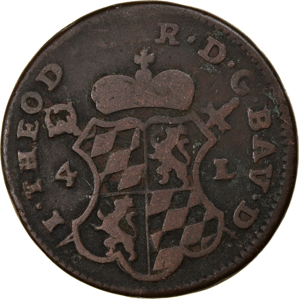 Coin, LIEGE, John Theodore, 4 Liards, 1751, Liege, VF(20-25), Copper, KM:159