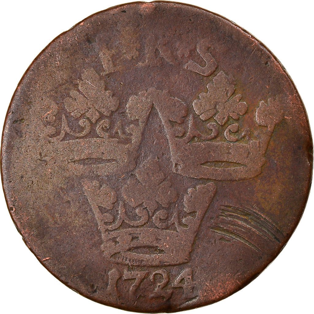 Moneta, Svezia, Frederick I, Ore, K.M., 1724, B+, Rame, KM:383.1