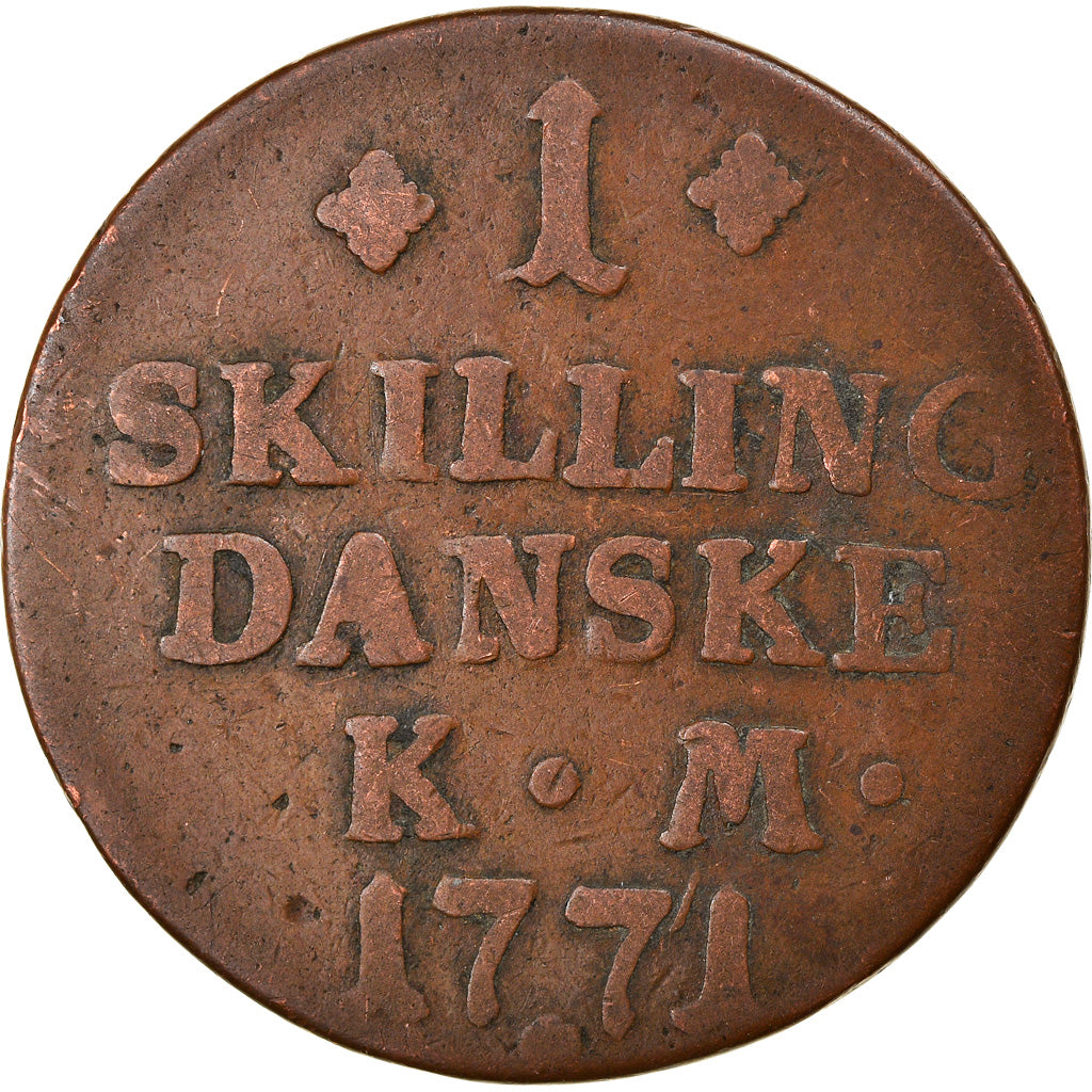 Moneta, Norvegia, Christian VII, Skilling, 1771, Kongsberg, MB, Rame, KM:245a