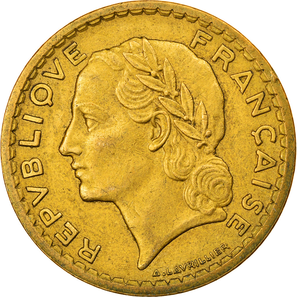 Moneda, Francia, Lavrillier, 5 Francs, 1946, Paris, BC+, Aluminio - bronce