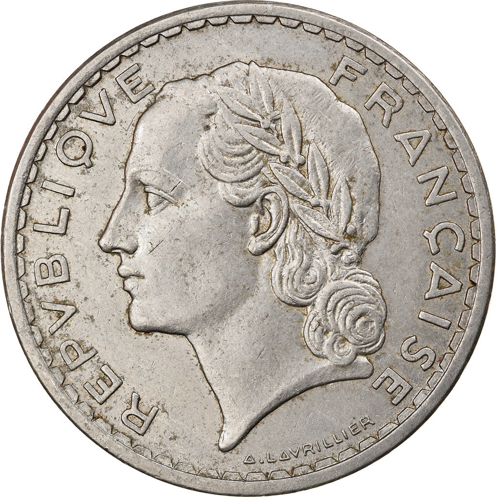 Coin, France, Lavrillier, 5 Francs, 1938, Paris, VF(30-35), Nickel, KM:888