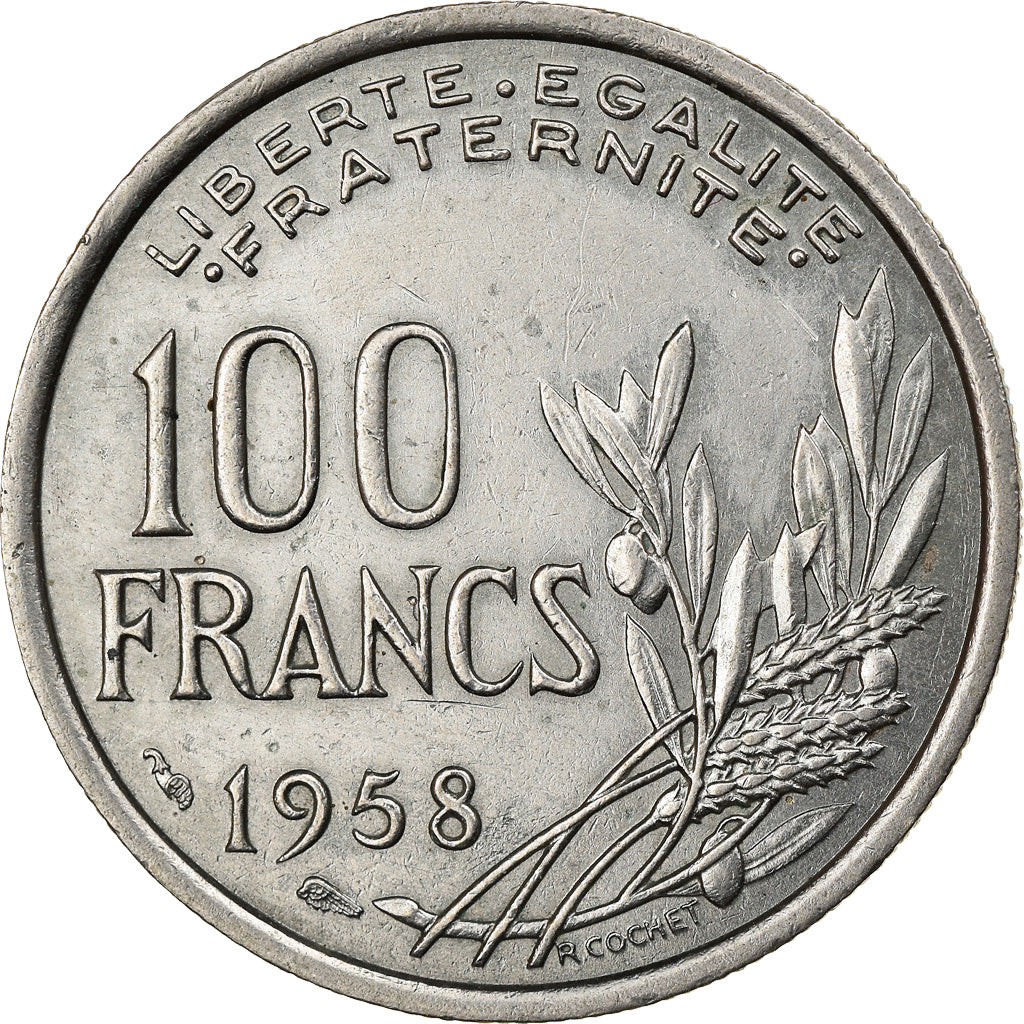 Moeda, França, Cochet, 100 Francs, 1958, AU(50-53), Cobre-níquel, KM:919.1