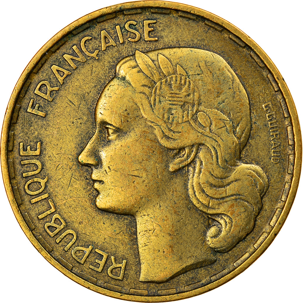 Moneta, Francia, Guiraud, 50 Francs, 1954, Paris, MB+, Alluminio-bronzo