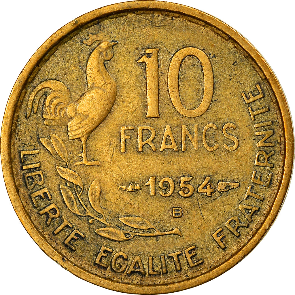 Moneta, Francja, Guiraud, 10 Francs, 1954, Beaumont - Le Roger, AU(50-53)
