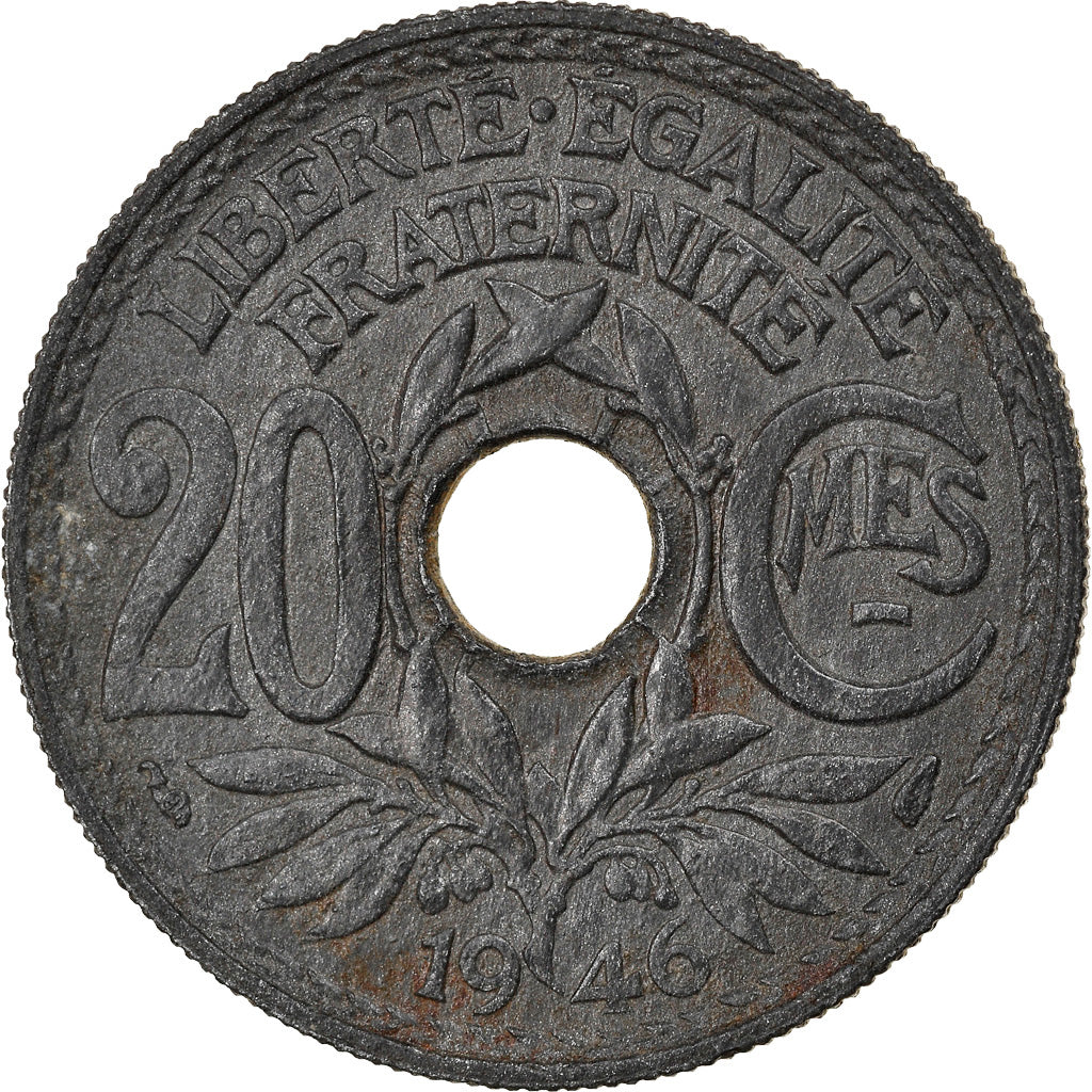 Moneda, Francia, Lindauer, 20 Centimes, 1946, Paris, BC+, Cinc, KM:907.1