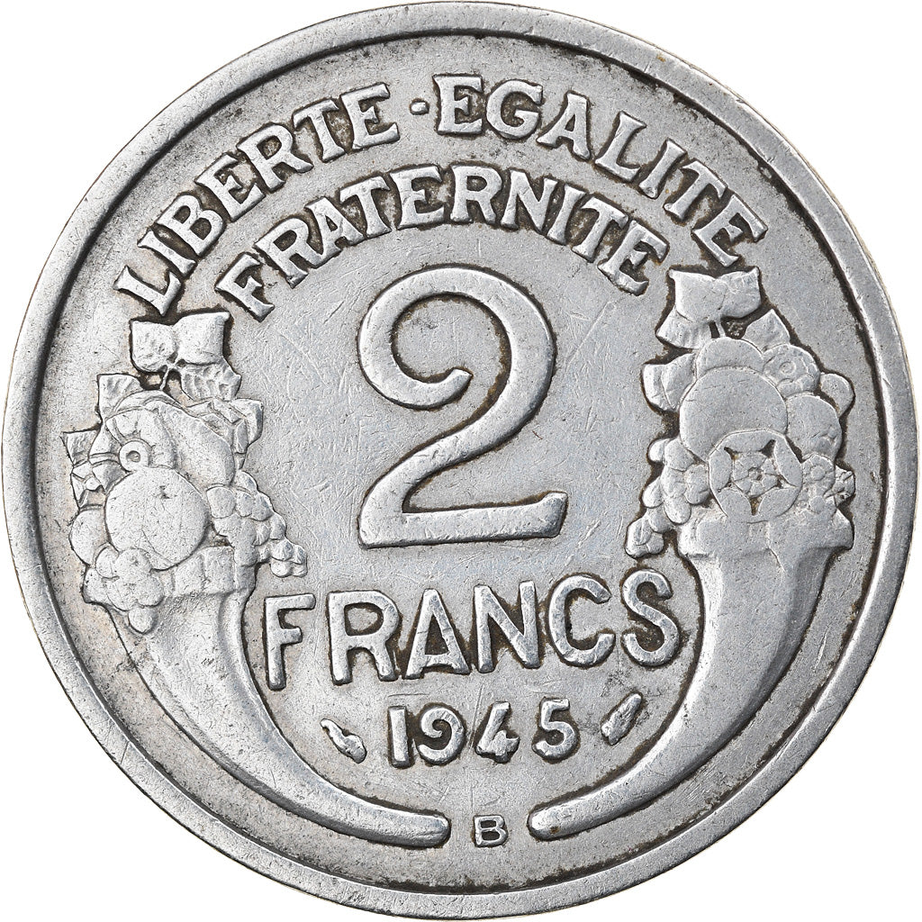 Moeda, França, Morlon, 2 Francs, 1945, Beaumont - Le Roger, VF(20-25)