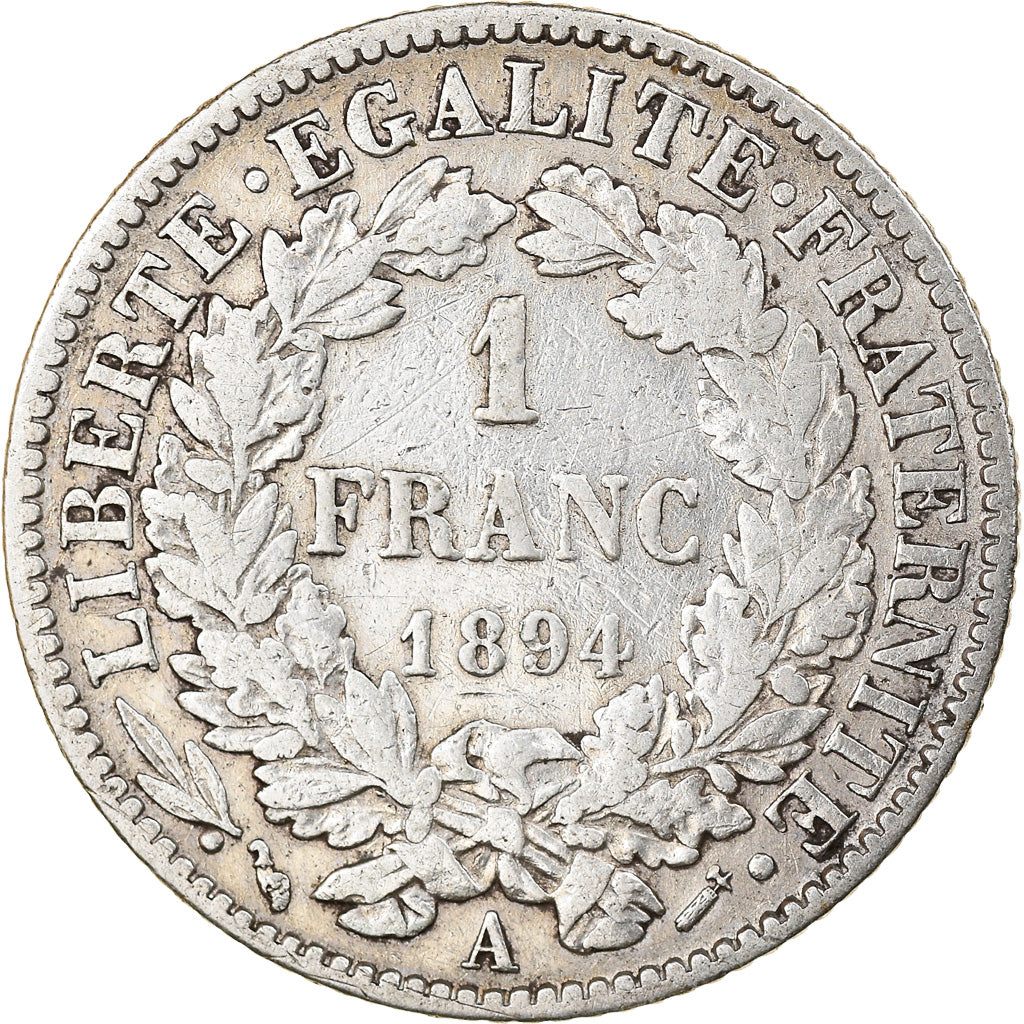 Monnaie, France, Cérès, Franc, 1894, Paris, TTB, Argent, Gadoury:465a