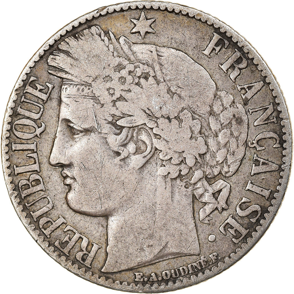 Coin, France, Cérès, Franc, 1872, Paris, VF(20-25), Silver, KM:822.1