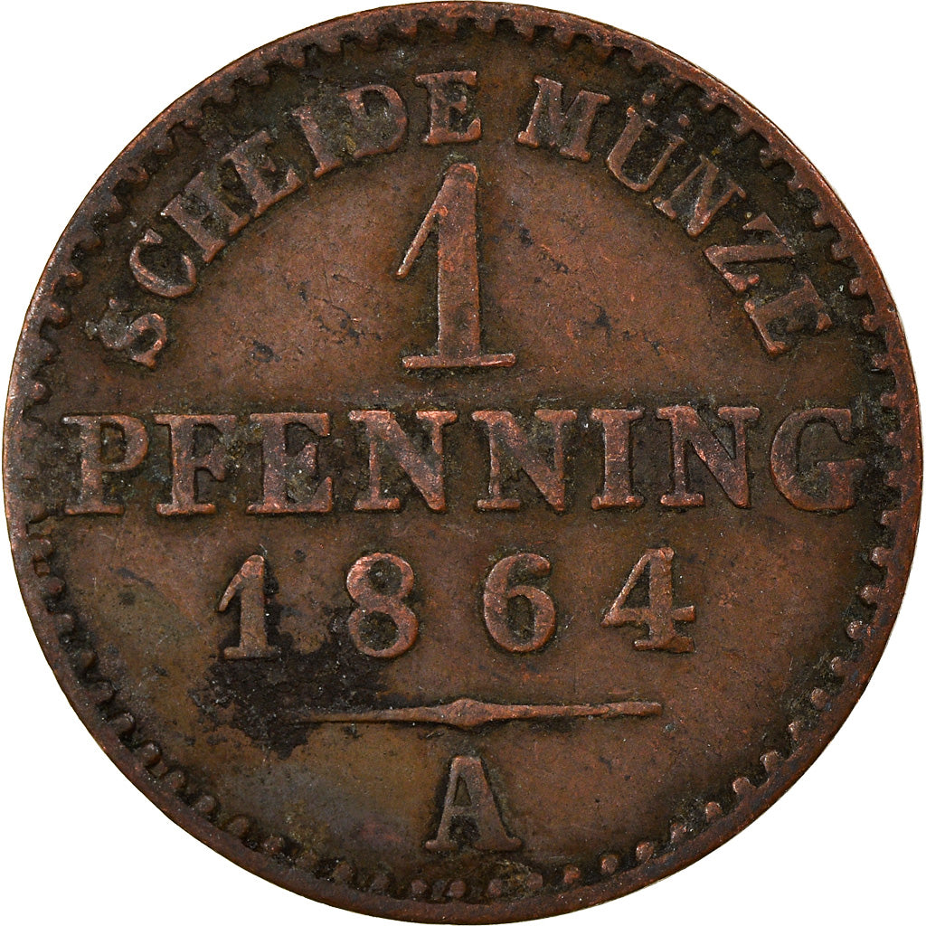 Moeda, Estados Alemães, PRUSSIA, Wilhelm I, Pfennig, 1864, Berlin, VF(30-35)