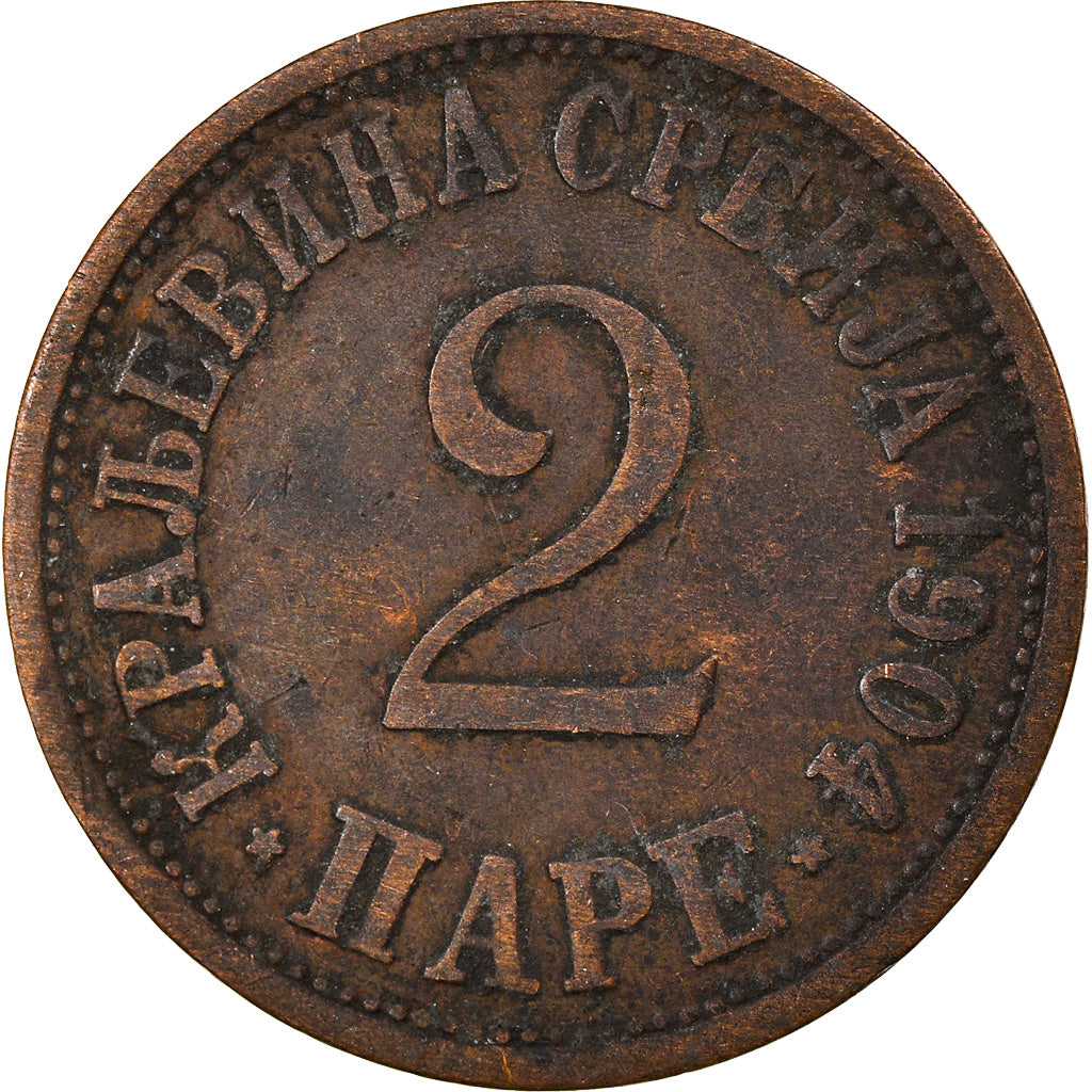 Moneta, Serbia, Peter I, 2 Pare, 1904, BB, Bronzo, KM:23