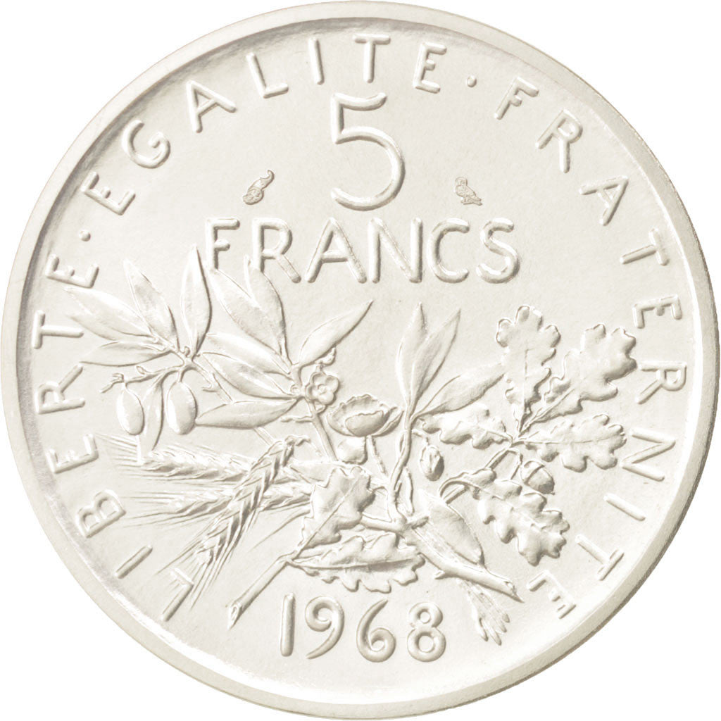 FRANCE, 5 Francs, 1968, KM #P404, MS(65-70), Silver, Gadoury #153.P3, 22.80