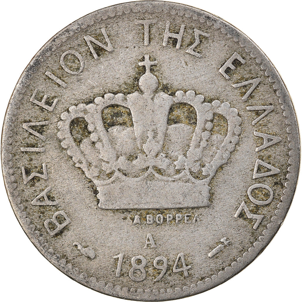 Moneta, Grecia, George I, 10 Lepta, 1894, Paris, MB+, Rame-nichel, KM:59