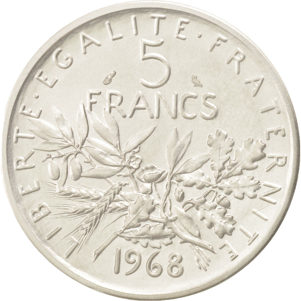 FRANCE, 5 Francs, 1968, KM #P404, MS(65-70), Silver, Gadoury #153.P3, 22.80