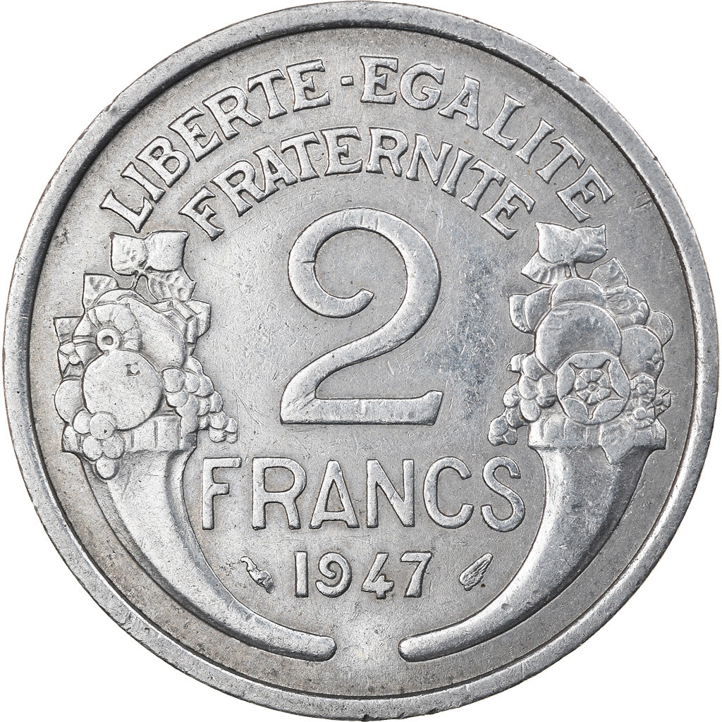 Moneta, Francia, Morlon, 2 Francs, 1947, Paris, BB, Alluminio, KM:886a.1
