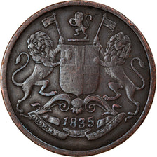 Münze, INDIA-BRITISH, 1/4 Anna, 1835, SS+, Kupfer, KM:446.1