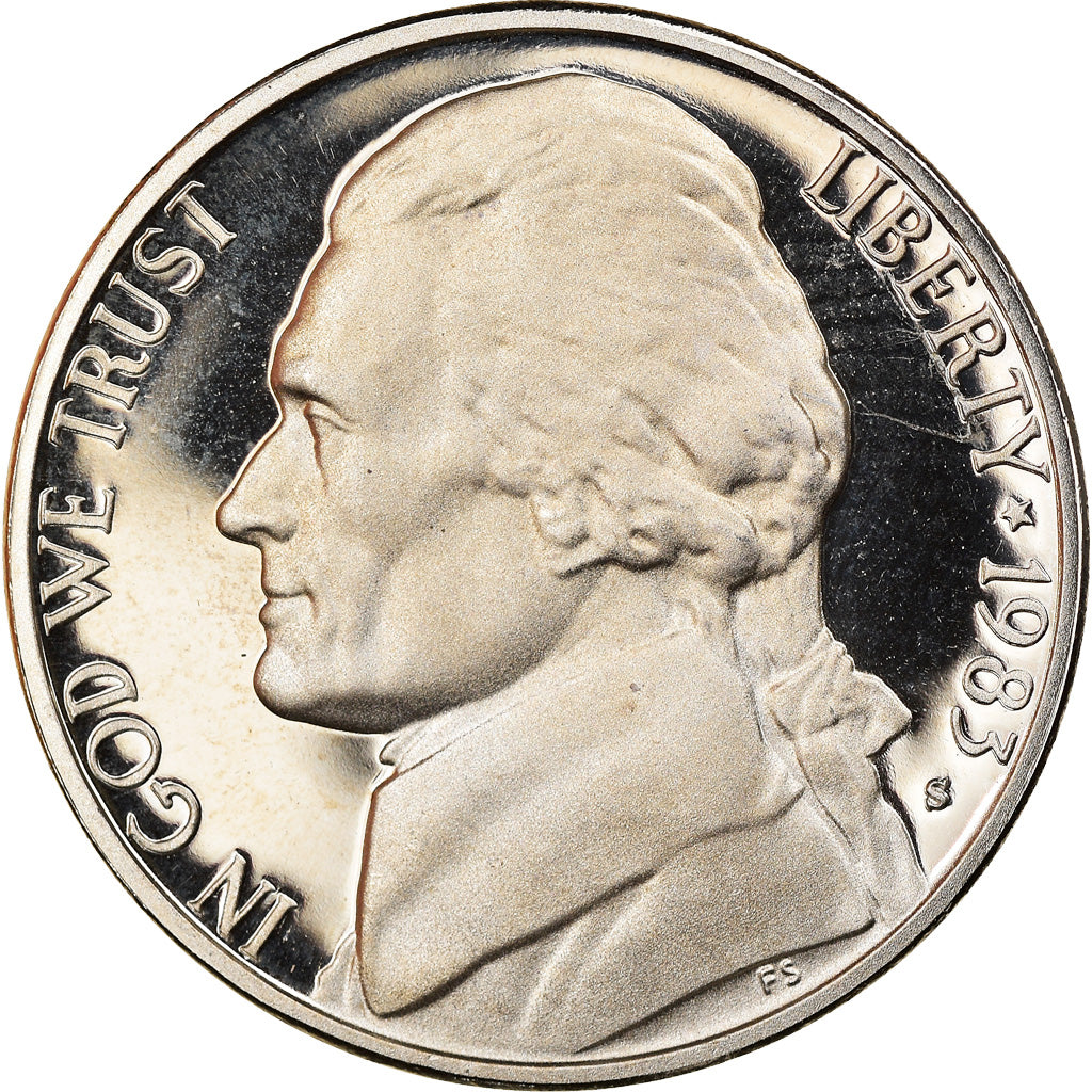 Coin, United States, Jefferson Nickel, 5 Cents, 1983, U.S. Mint, San Francisco