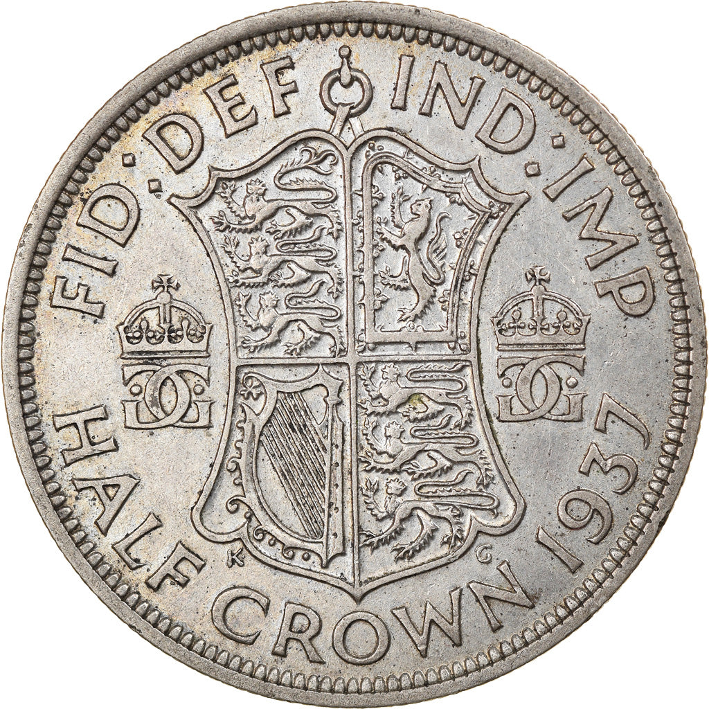 Monnaie, Grande-Bretagne, George VI, 1/2 Crown, 1937, TTB, Argent, KM:856