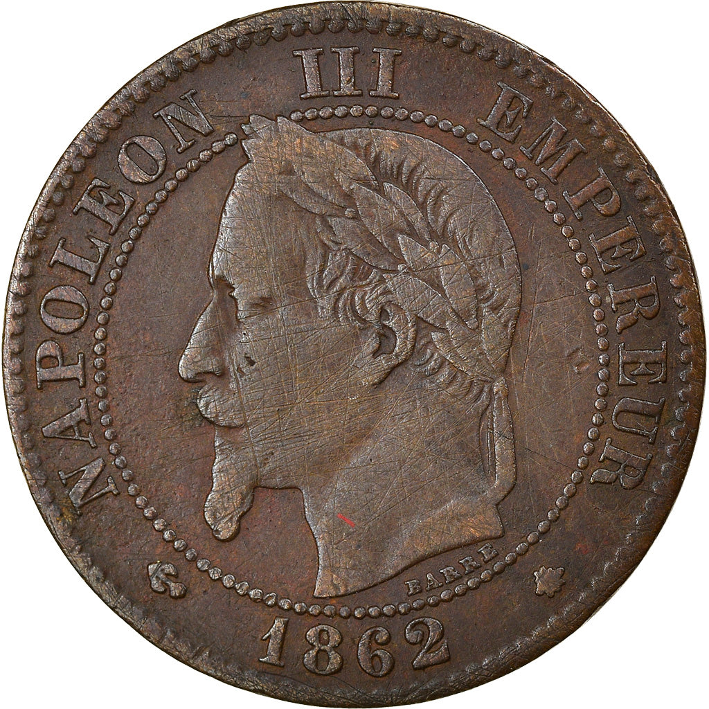Moneda, Francia, Napoleon III, Napoléon III, 2 Centimes, 1862, Paris, BC+