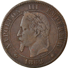 Moneda, Francia, Napoleon III, Napoléon III, 2 Centimes, 1862, Paris, BC+