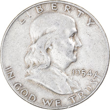 Coin, United States, Franklin Half Dollar, Half Dollar, 1954, U.S. Mint, Denver