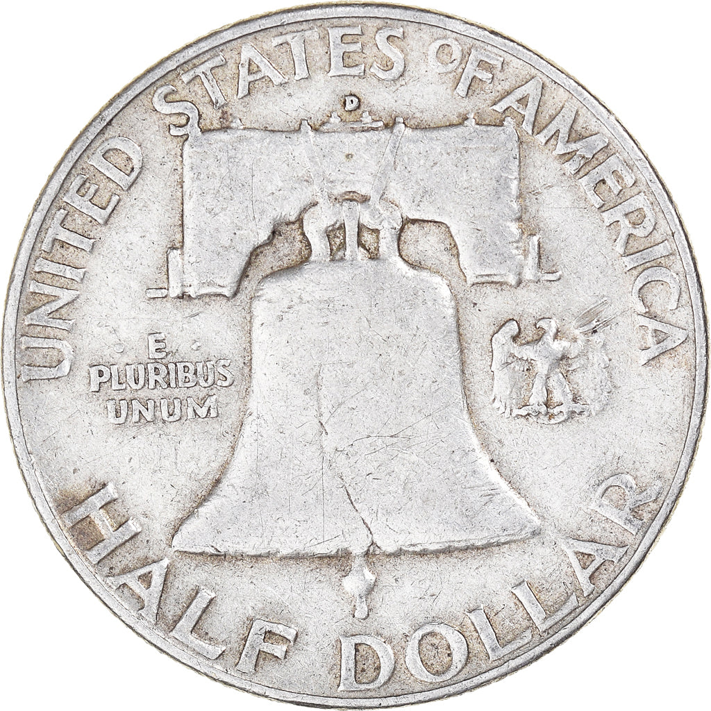 Coin, United States, Franklin Half Dollar, Half Dollar, 1954, U.S. Mint, Denver