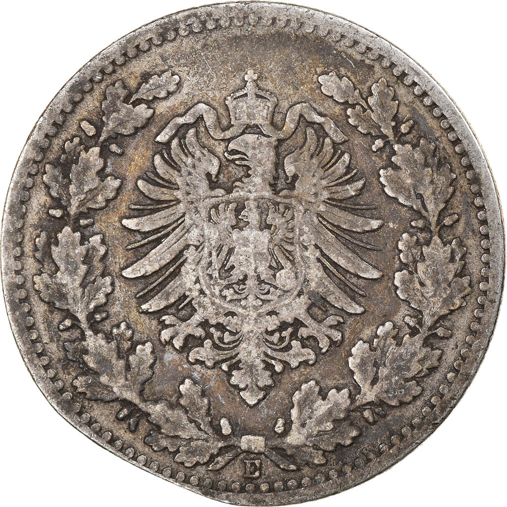 Monnaie, GERMANY - EMPIRE, Wilhelm I, 50 Pfennig, 1877, Muldenhütten, TB