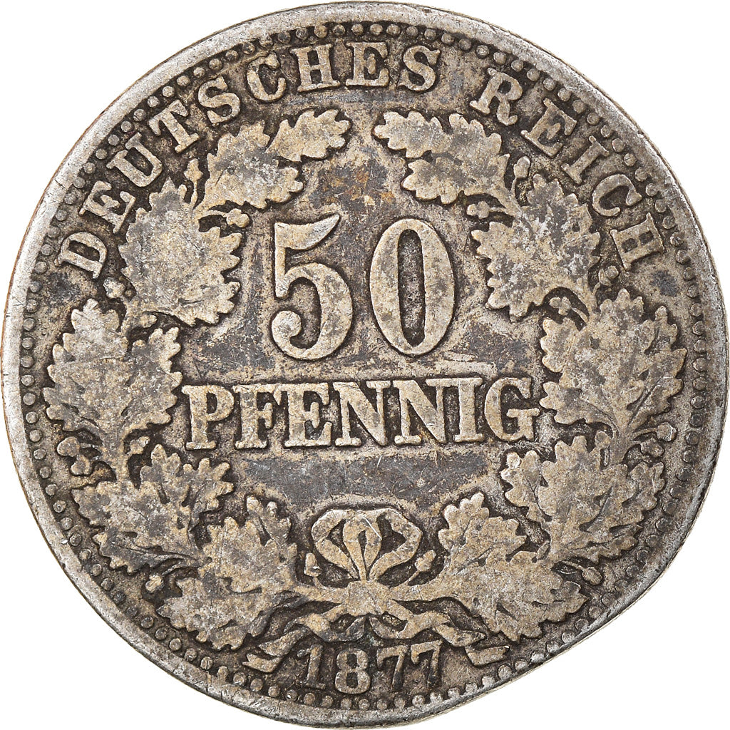 Monnaie, GERMANY - EMPIRE, Wilhelm I, 50 Pfennig, 1877, Muldenhütten, TB
