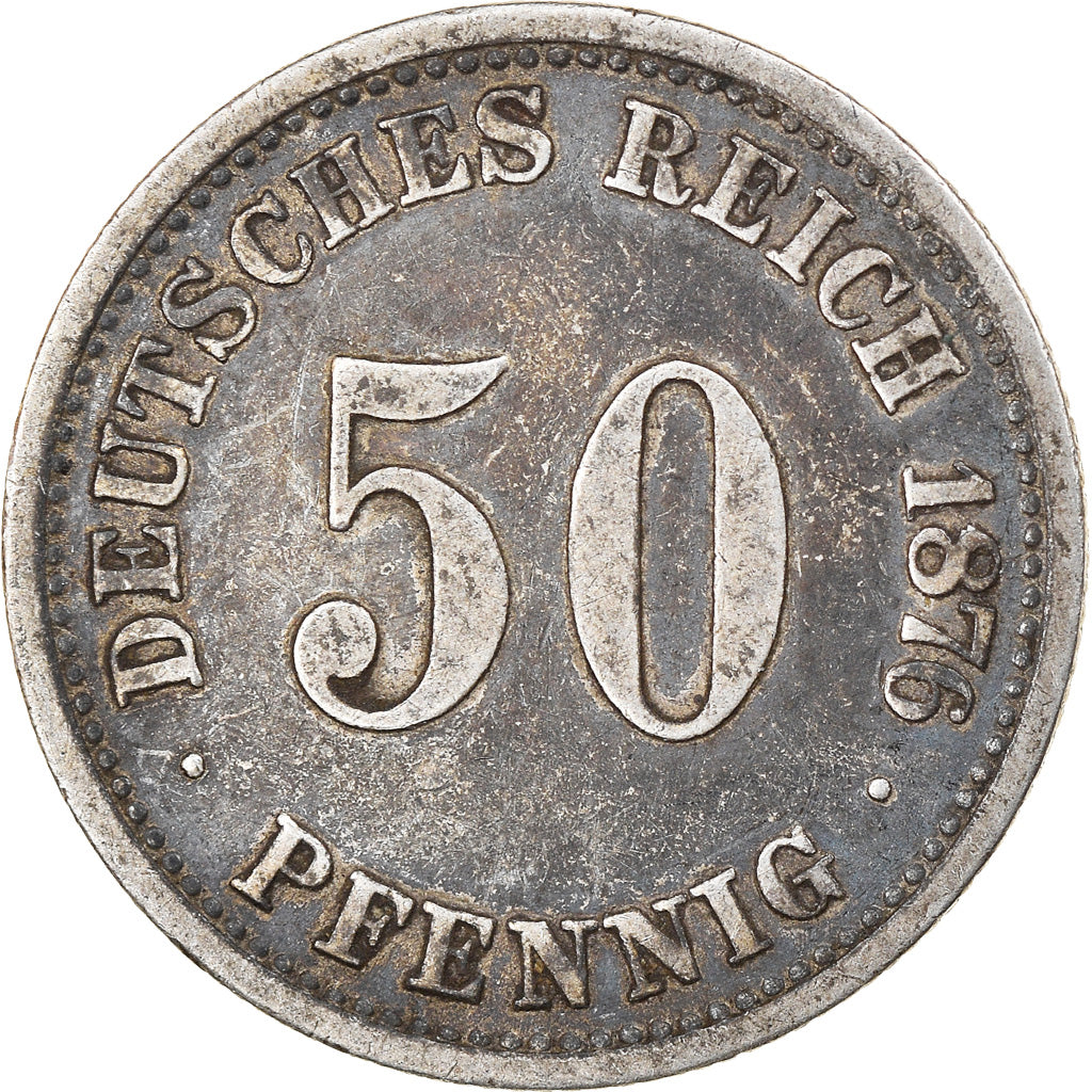 Moneta, GERMANIA - IMPERO, Wilhelm I, 50 Pfennig, 1876, Munich, MB, Argento