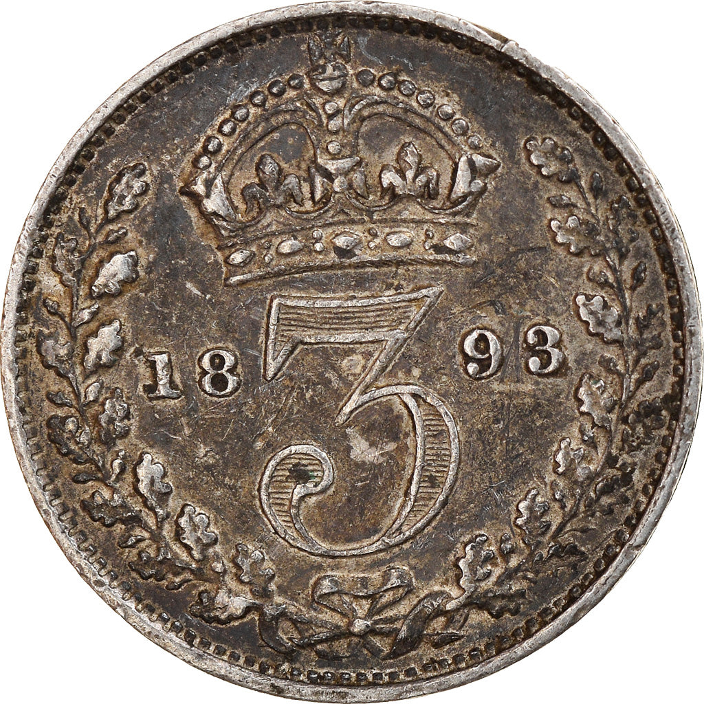 Monnaie, Grande-Bretagne, Victoria, 3 Pence, 1893, TB+, Argent, KM:777