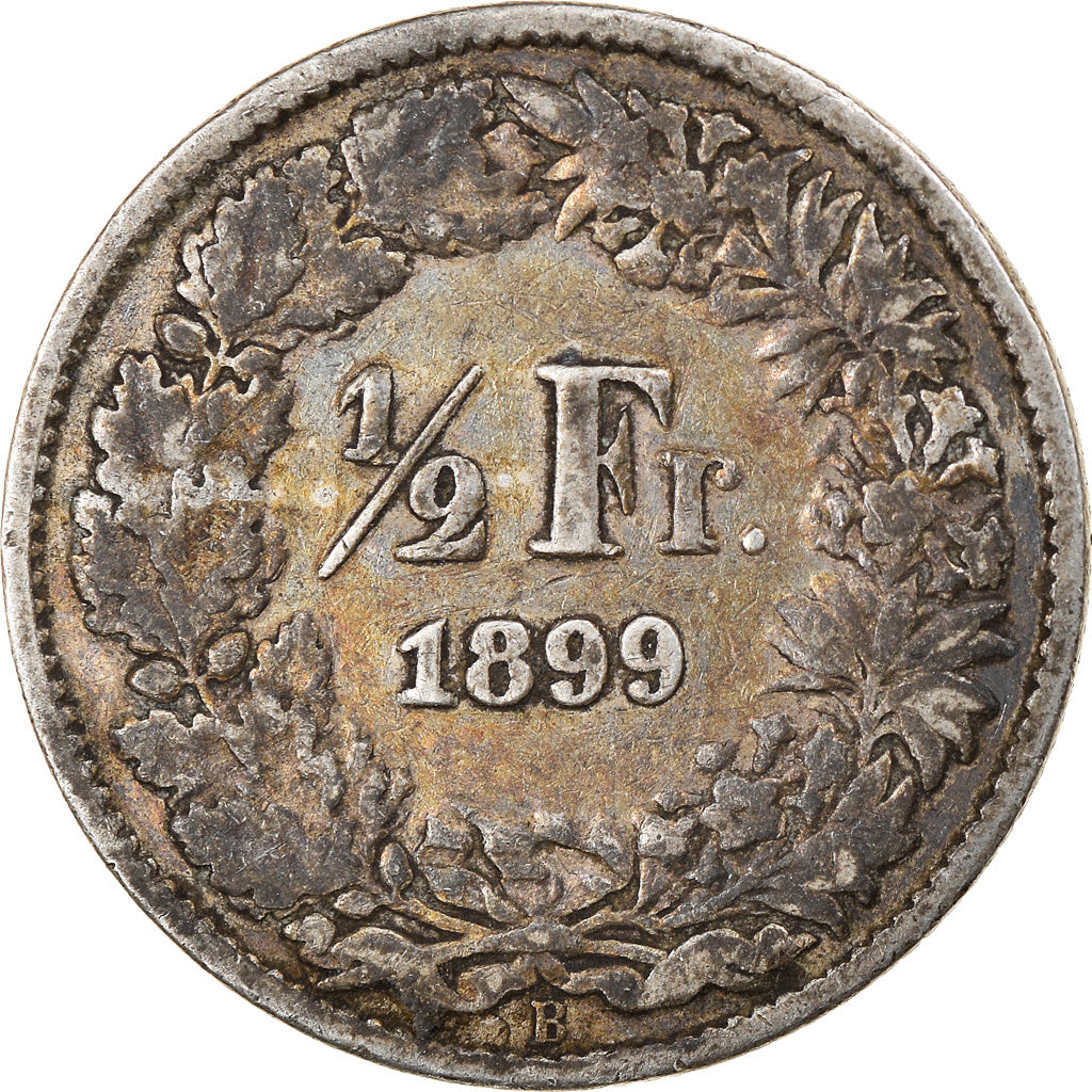 Moneta, Svizzera, 1/2 Franc, 1899, Bern, MB+, Argento, KM:23