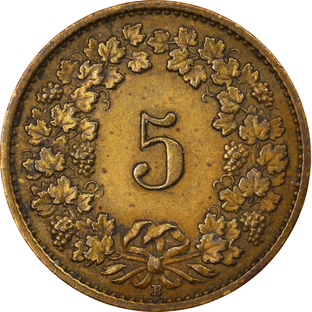 Moneta, Svizzera, 5 Rappen, 1918, Bern, BB, Ottone, KM:26a
